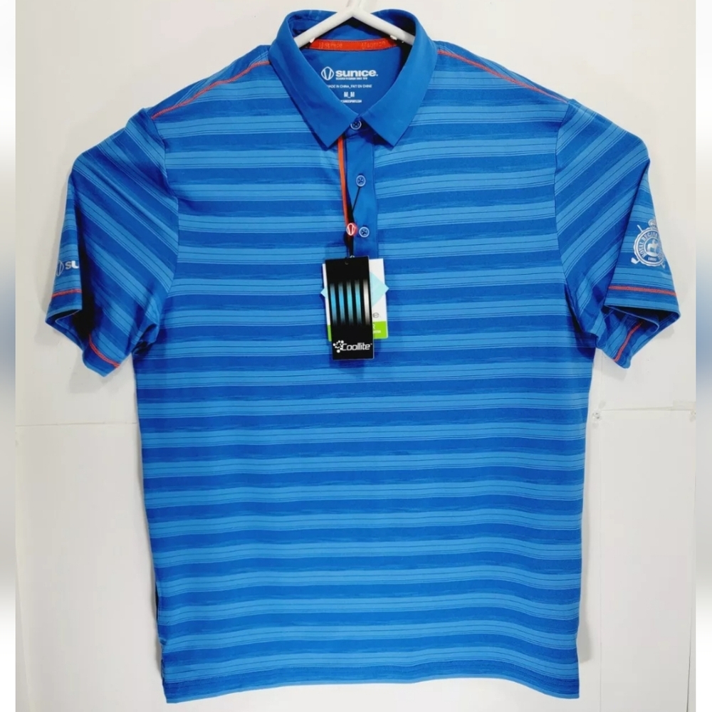 NWT Sunice Coollite Mens Medium Golf Shirt Royal Regina Golf Club